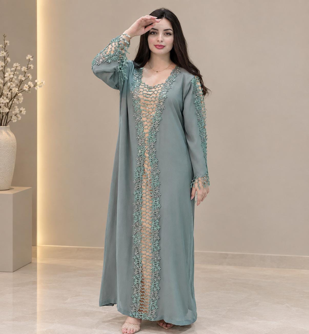 A dress with a luxurious touch
