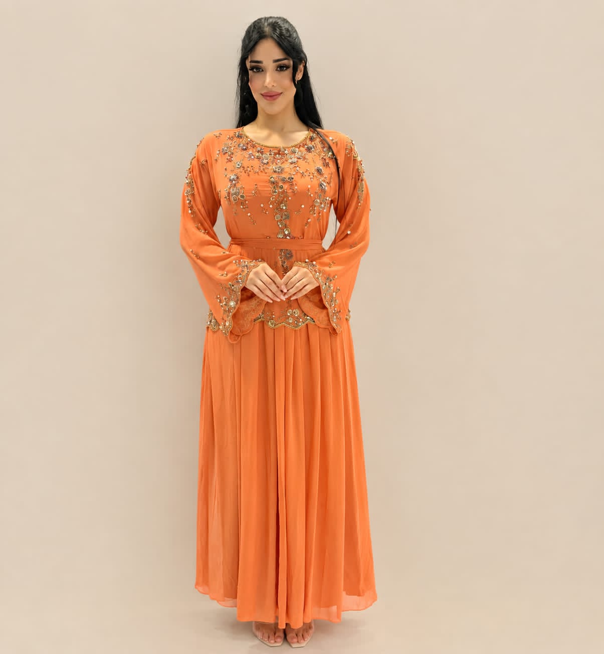 Long orange dress
